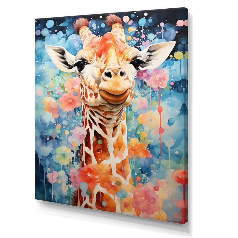 Designart "Pop Art Giraffe Portrait I" Giraffe Animal Wall Art Bed